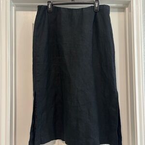 J. Jill Black Linen Maxi Pencil Skirt